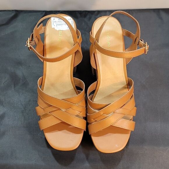 BRAND NEW INDIGO OPEN-TOE BLOCK HEEL SANDAL S2 - Picture 2 of 16